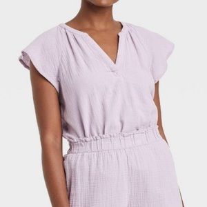 Target (Universal Thread) Flutter Short Sleeve Blouse in Purple
